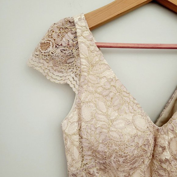 Anthropologie BHLDN Jenny Yoo Beckett Floral Lace Sheath Dress Women's Size 0 - Picture 3 of 11